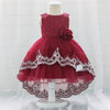 New Infant Newborn Baby Girls Lace Embroidery Tail Toddler Birthday Party Princess Dress Baby Cute Tutu Dress For  0-24 Months